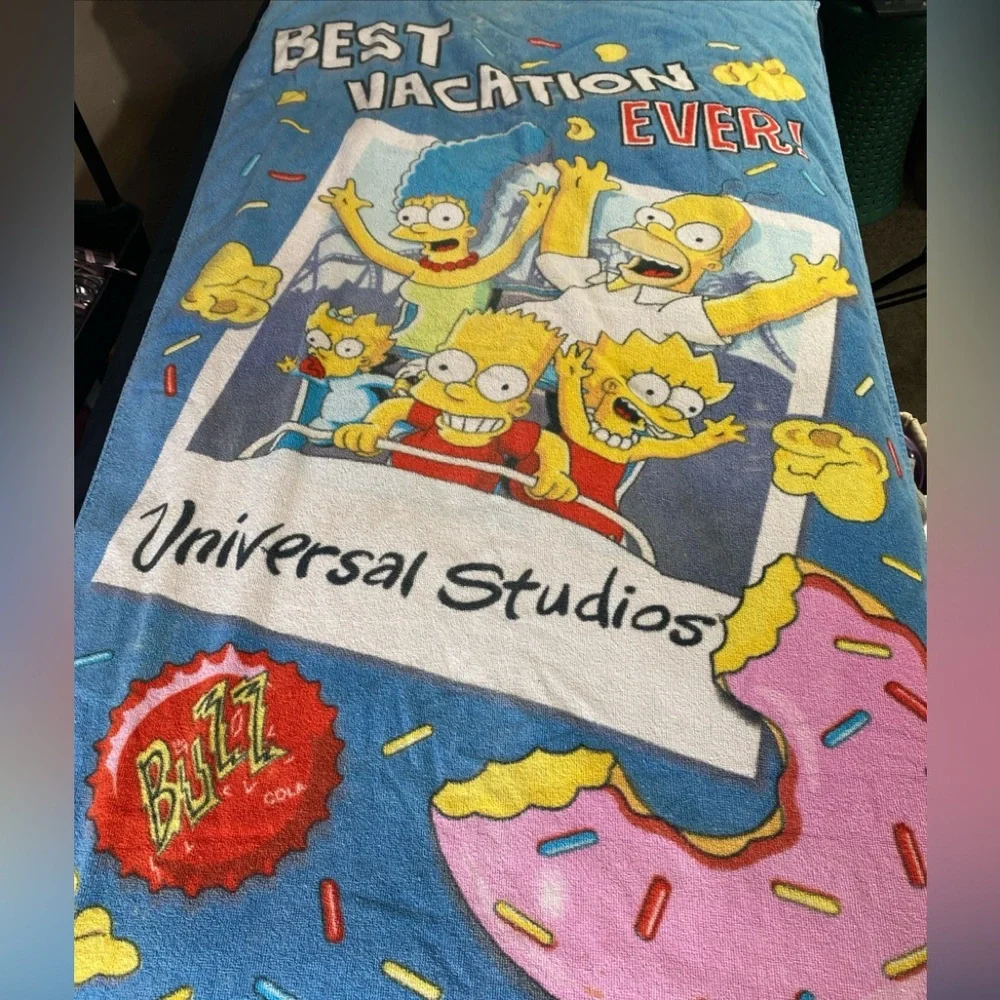 The Simpsons Universal Studios beach towel Theme Park Best Vacation Ever